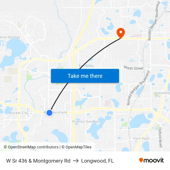 W Sr 436 & Montgomery Rd to Longwood, FL map