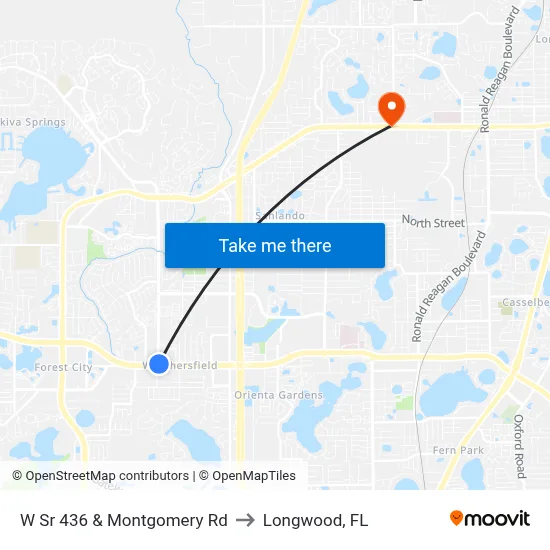 W Sr 436 & Montgomery Rd to Longwood, FL map