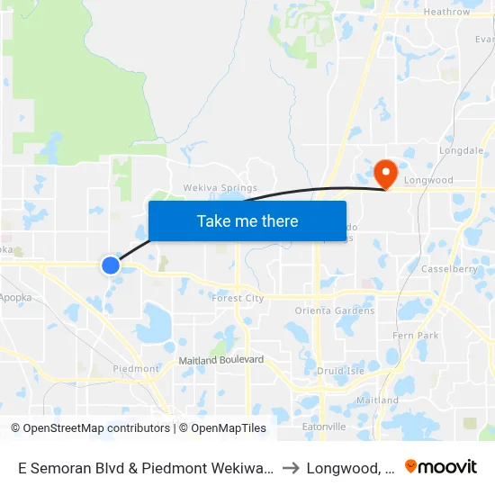 E Semoran Blvd & Piedmont Wekiwa Rd to Longwood, FL map