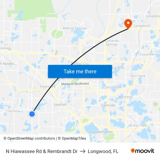 N Hiawassee Rd & Rembrandt Dr to Longwood, FL map