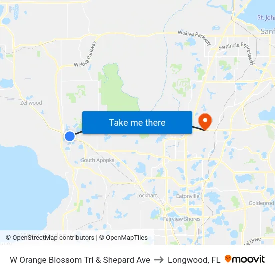 W Orange Blossom Trl & Shepard Ave to Longwood, FL map