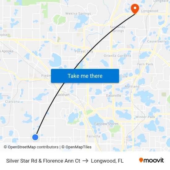 Silver Star Rd & Florence Ann Ct to Longwood, FL map