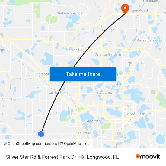 Silver Star Rd & Forrest Park Dr to Longwood, FL map