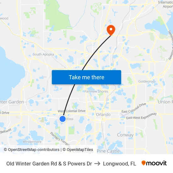 Old Winter Garden Rd & S Powers Dr to Longwood, FL map
