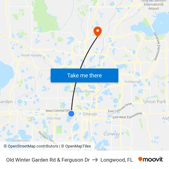Old Winter Garden Rd & Ferguson Dr to Longwood, FL map