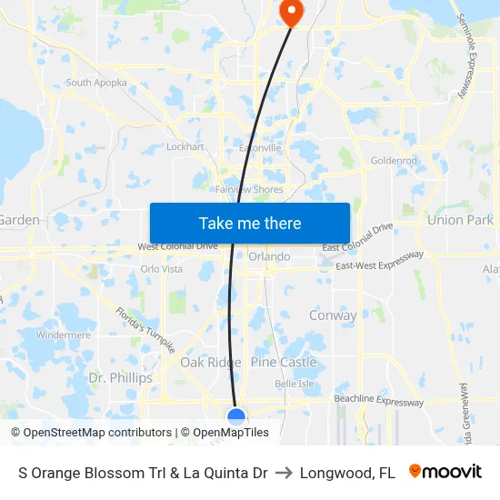 S Orange Blossom Trl & La Quinta Dr to Longwood, FL map