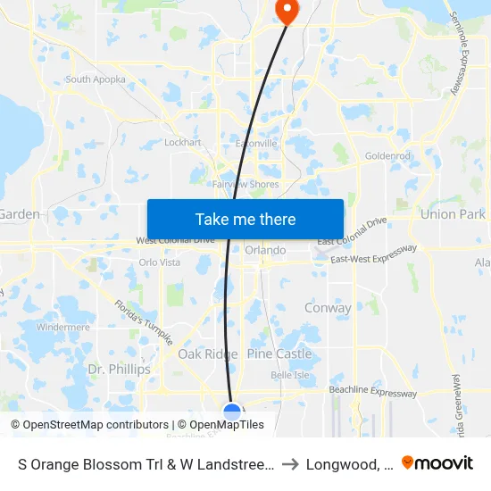 S Orange Blossom Trl & W Landstreet Rd to Longwood, FL map