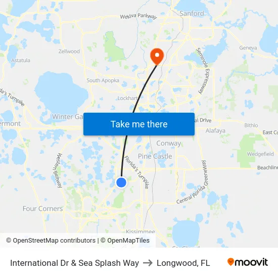 International Dr & Sea Splash Way to Longwood, FL map