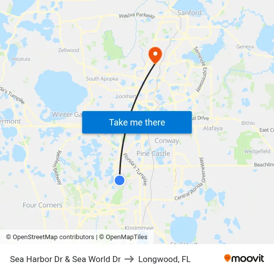 Sea Harbor Dr & Sea World Dr to Longwood, FL map