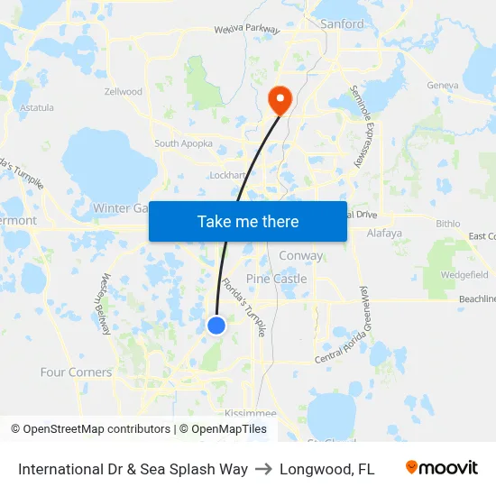 International Dr & Sea Splash Way to Longwood, FL map