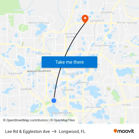 Lee Rd & Eggleston Ave to Longwood, FL map