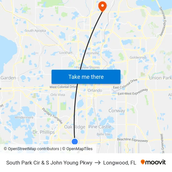 South Park Cir & S John Young Pkwy to Longwood, FL map