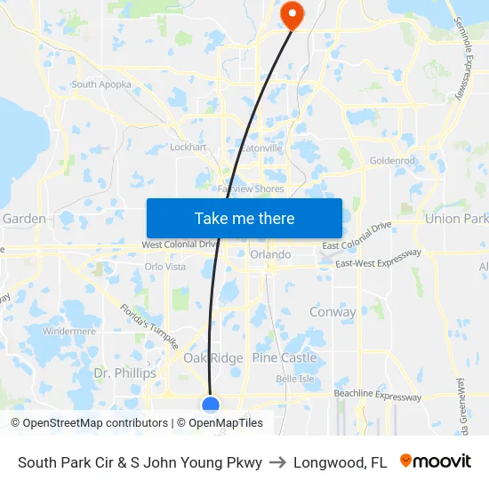 South Park Cir & S John Young Pkwy to Longwood, FL map