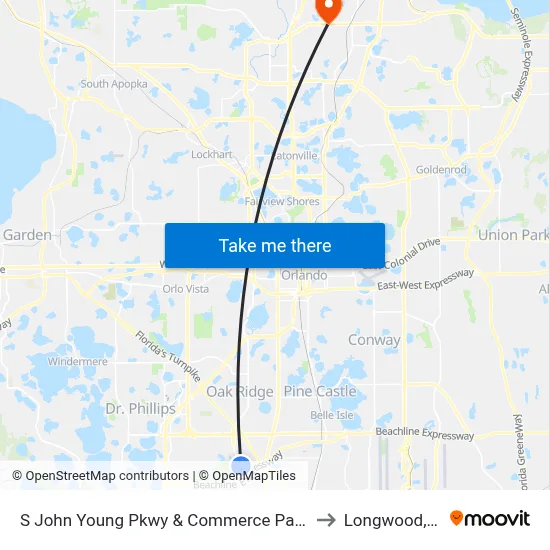 S John Young Pkwy & Commerce Park Dr to Longwood, FL map