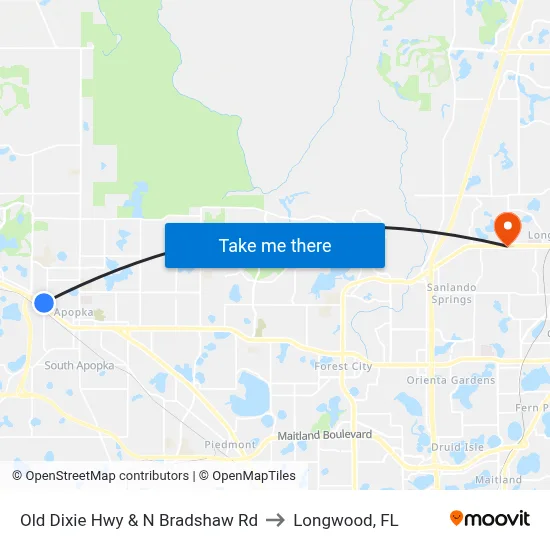 Old Dixie Hwy & N Bradshaw Rd to Longwood, FL map