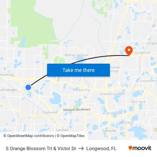 S Orange Blossom Trl & Victor Dr to Longwood, FL map