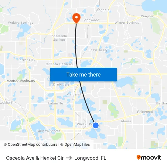 Osceola  Ave & Henkel  Cir to Longwood, FL map