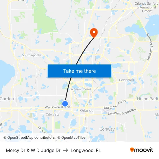Mercy Dr & W D Judge Dr to Longwood, FL map