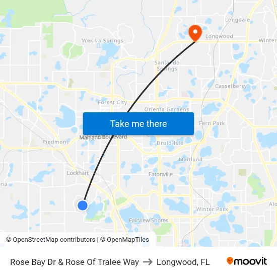 Rose Bay Dr & Rose Of Tralee Way to Longwood, FL map