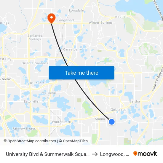 University Blvd & Summerwalk Square to Longwood, FL map