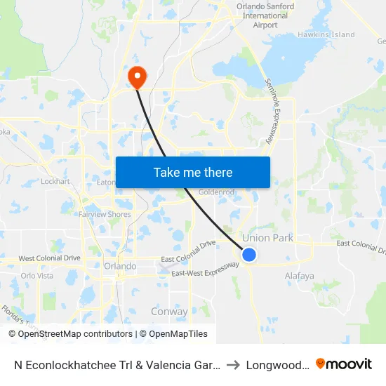 N Econlockhatchee Trl & Valencia Gardens Dr to Longwood, FL map