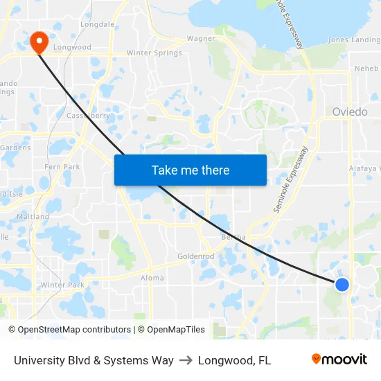 University Blvd & Systems Way to Longwood, FL map