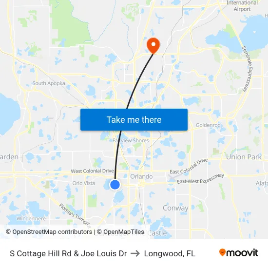 S Cottage Hill Rd & Joe Louis Dr to Longwood, FL map