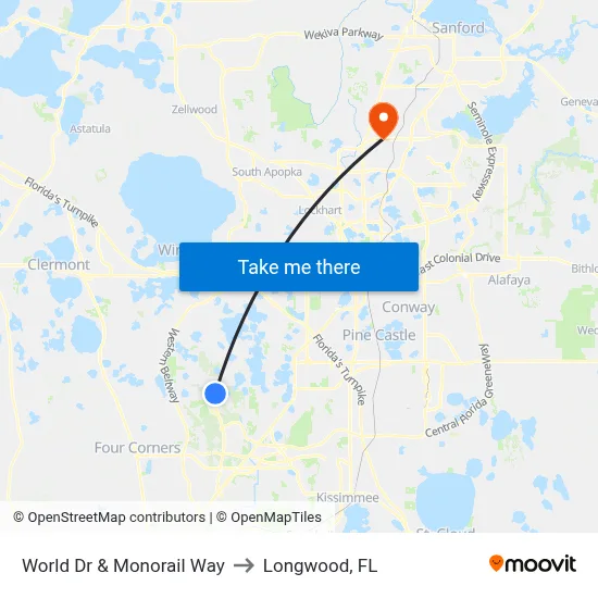 World Dr & Monorail Way to Longwood, FL map