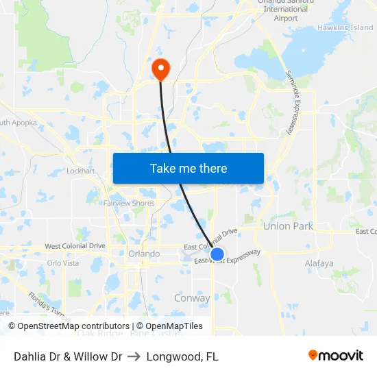 Dahlia Dr & Willow Dr to Longwood, FL map