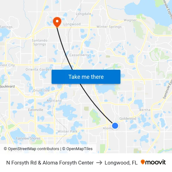 N Forsyth Rd & Aloma Forsyth Center to Longwood, FL map