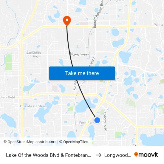 Lake Of the Woods Blvd & Fontebranda Loop to Longwood, FL map