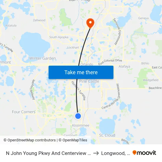 N John Young Pkwy And Centerview Blvd to Longwood, FL map