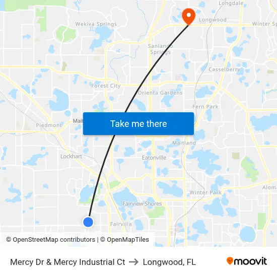 Mercy Dr & Mercy Industrial Ct to Longwood, FL map