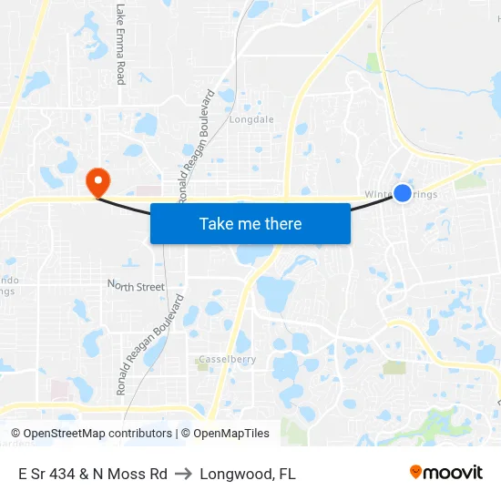 E Sr 434 & N Moss Rd to Longwood, FL map