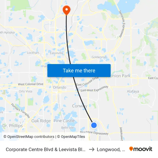 Corporate Centre Blvd & Leevista Blvd to Longwood, FL map