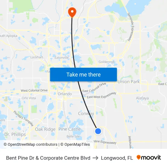 Bent Pine Dr & Corporate Centre Blvd to Longwood, FL map