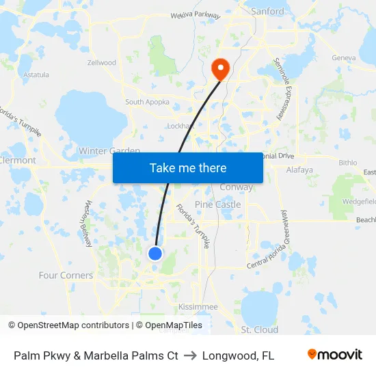 Palm Pkwy & Marbella Palms Ct to Longwood, FL map