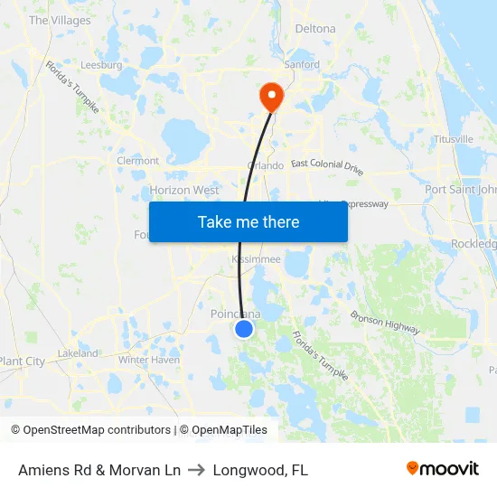 Amiens Rd & Morvan Ln to Longwood, FL map
