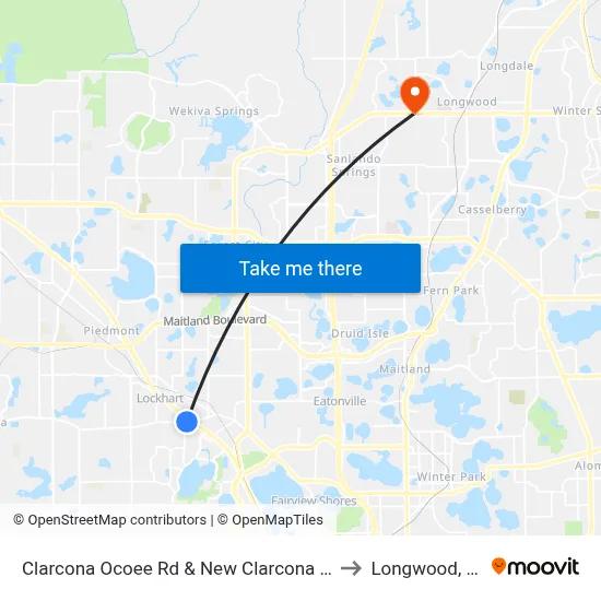 Clarcona Ocoee Rd & New Clarcona Rd to Longwood, FL map