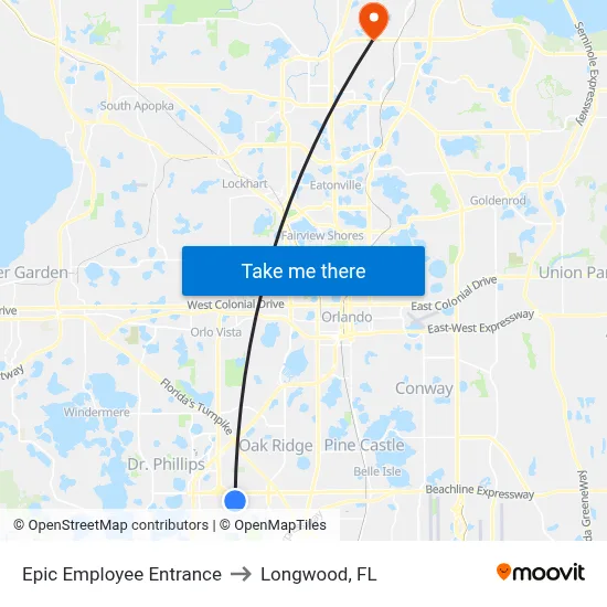 Epic Employee Entrance to Longwood, FL map