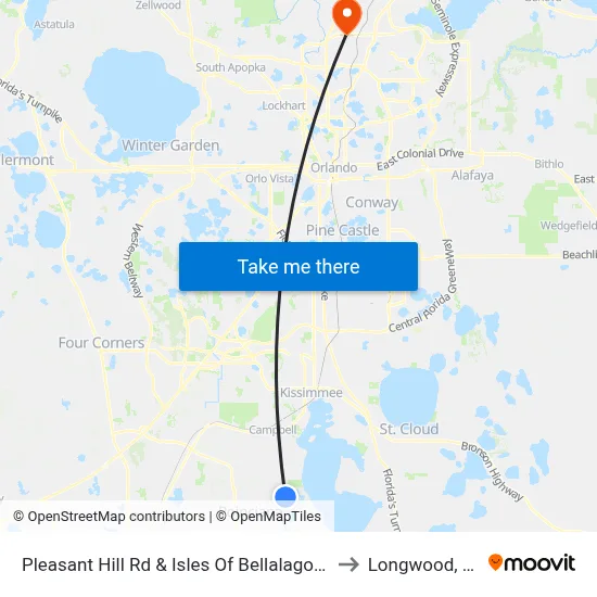 Pleasant Hill Rd & Isles Of Bellalago Dr to Longwood, FL map