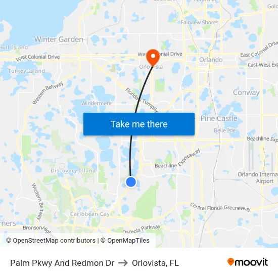 Palm Pkwy And Redmon Dr to Orlovista, FL map