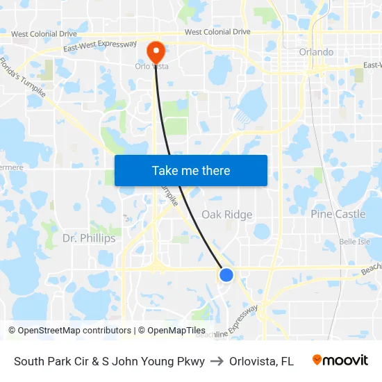 South Park Cir & S John Young Pkwy to Orlovista, FL map