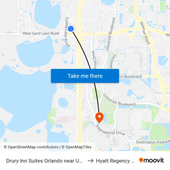 Drury Inn Suites Orlando near Universal Orlando Resort to Hyatt Regency Orlando Pool map