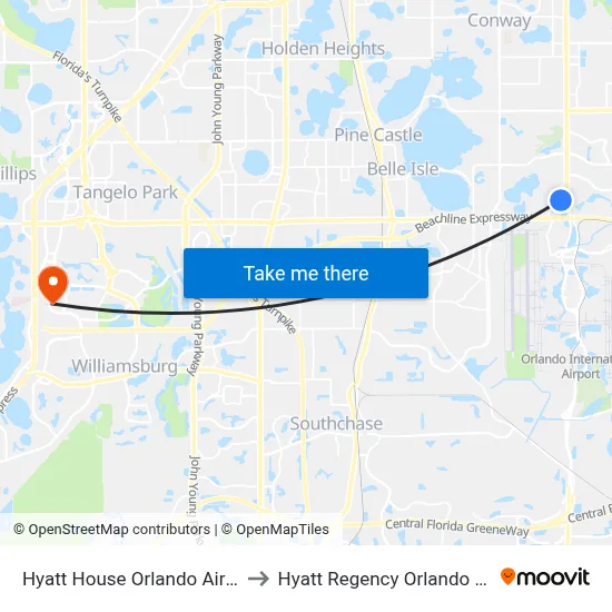 Hyatt House Orlando Airport to Hyatt Regency Orlando Pool map
