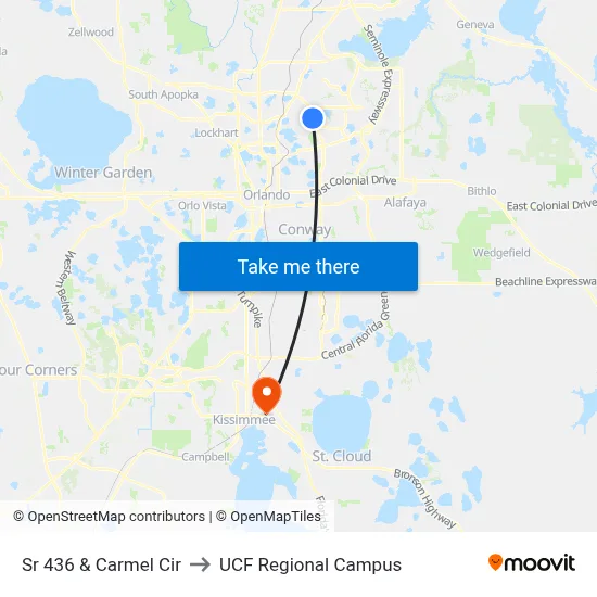 Sr 436 & Carmel Cir to UCF Regional Campus map