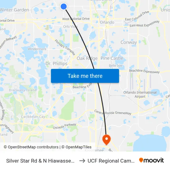 Silver Star Rd & N Hiawassee Rd to UCF Regional Campus map