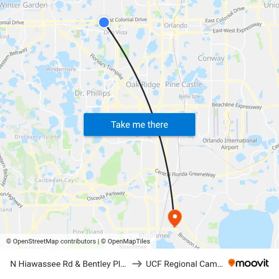 N Hiawassee Rd & Bentley Pl Way to UCF Regional Campus map