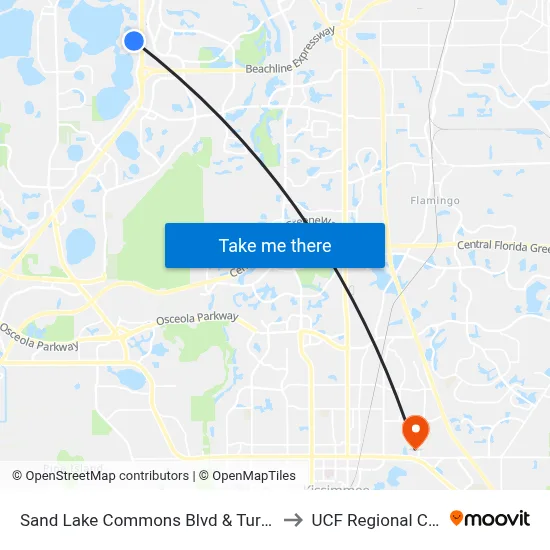 Sand Lake Commons Blvd & Turkey Lake Rd to UCF Regional Campus map