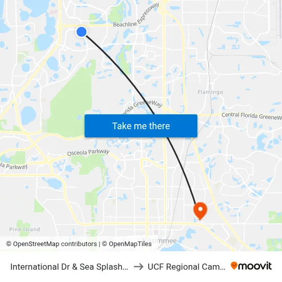 International Dr & Sea Splash Way to UCF Regional Campus map